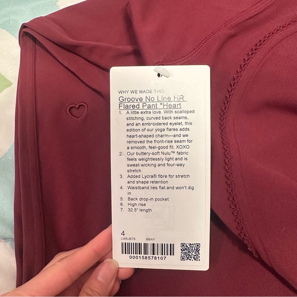 NWT 4 LULULEMON Groove No Line HR Flare Pant Burgundy Bay Heart Cutout 32.5” - Picture 5 of 11